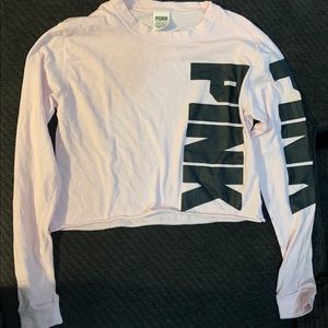 cropped long sleeve light pink shirt from pink